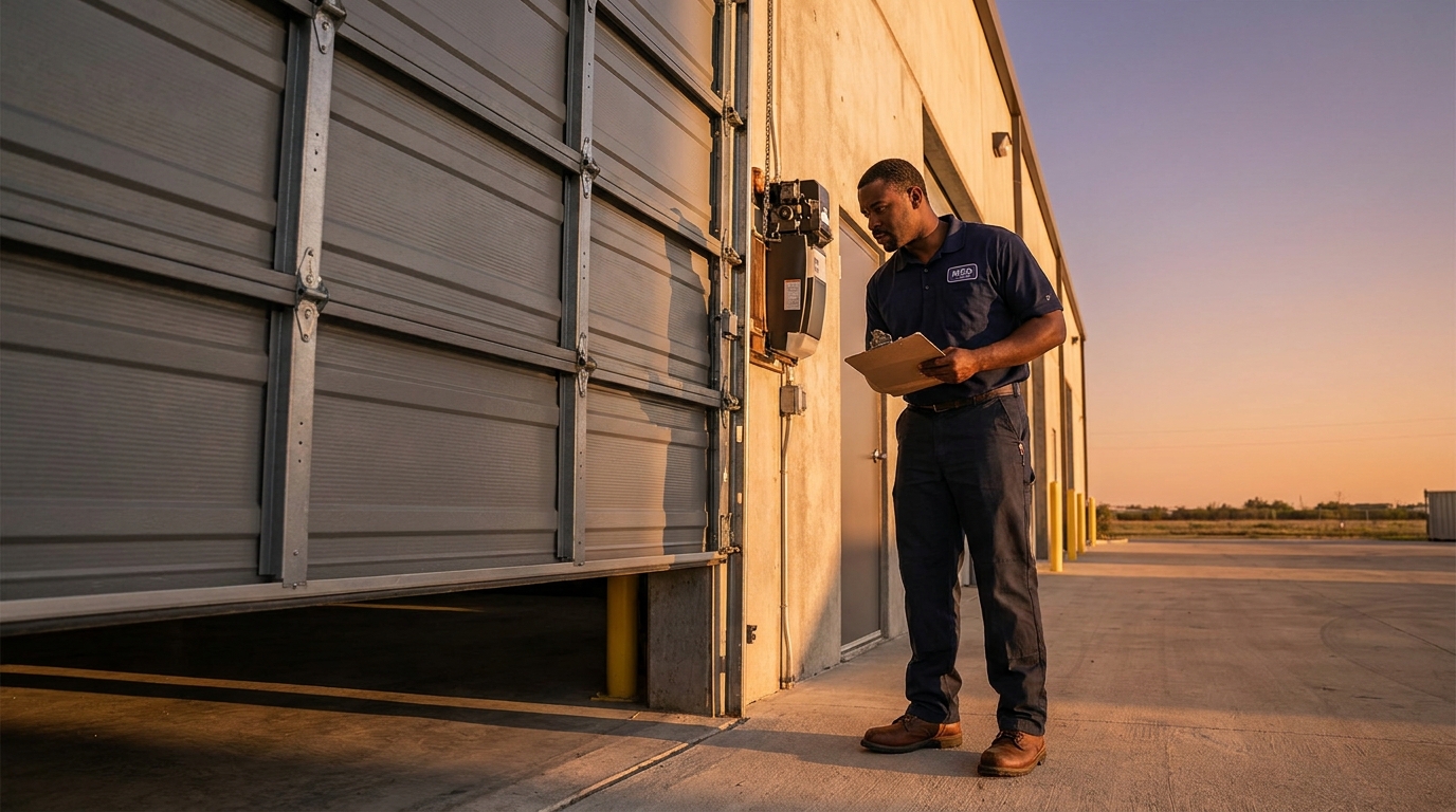 Commercial garage door installation at warehouse