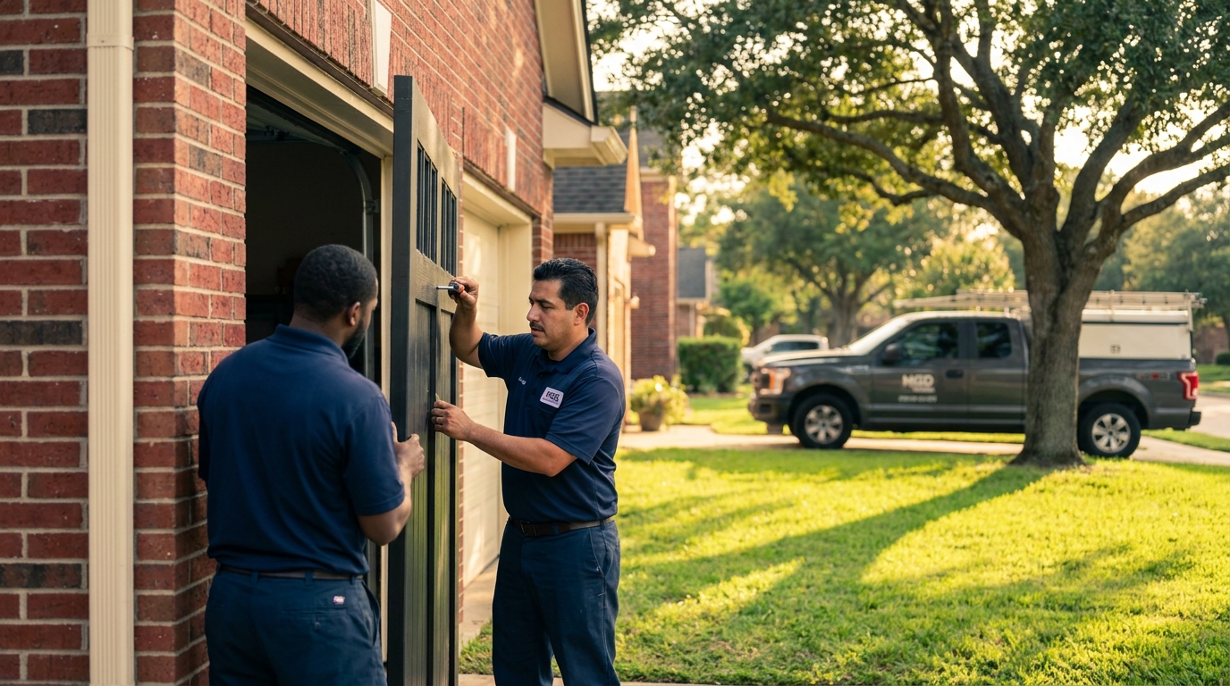 New garage door installation on Texas home